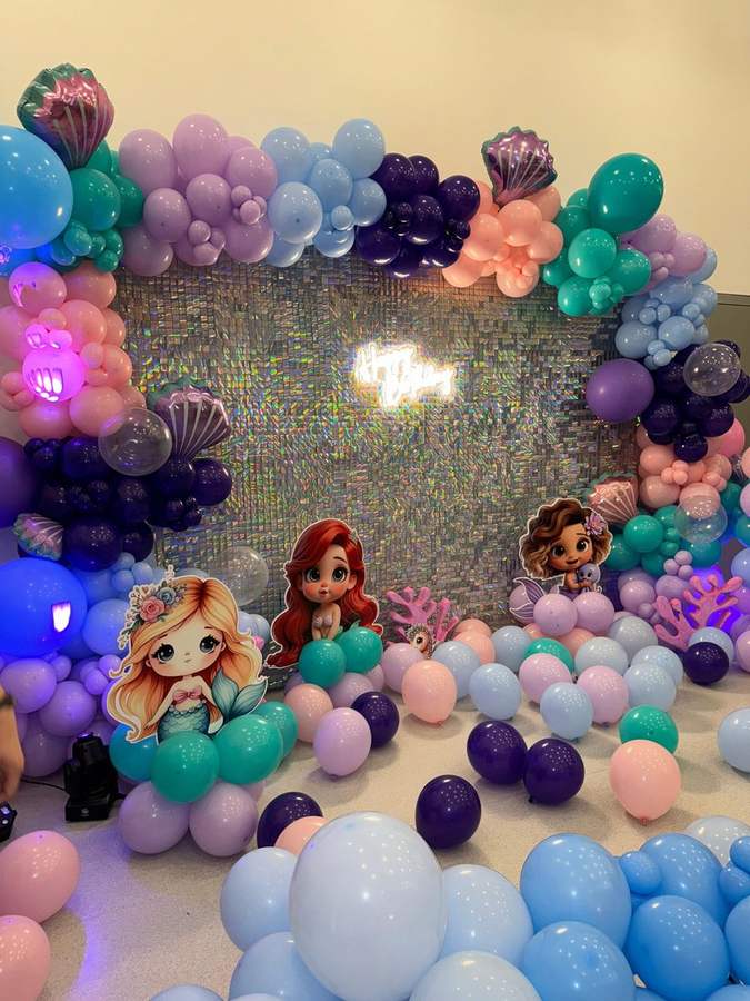 Pastel mermaid balloon wall